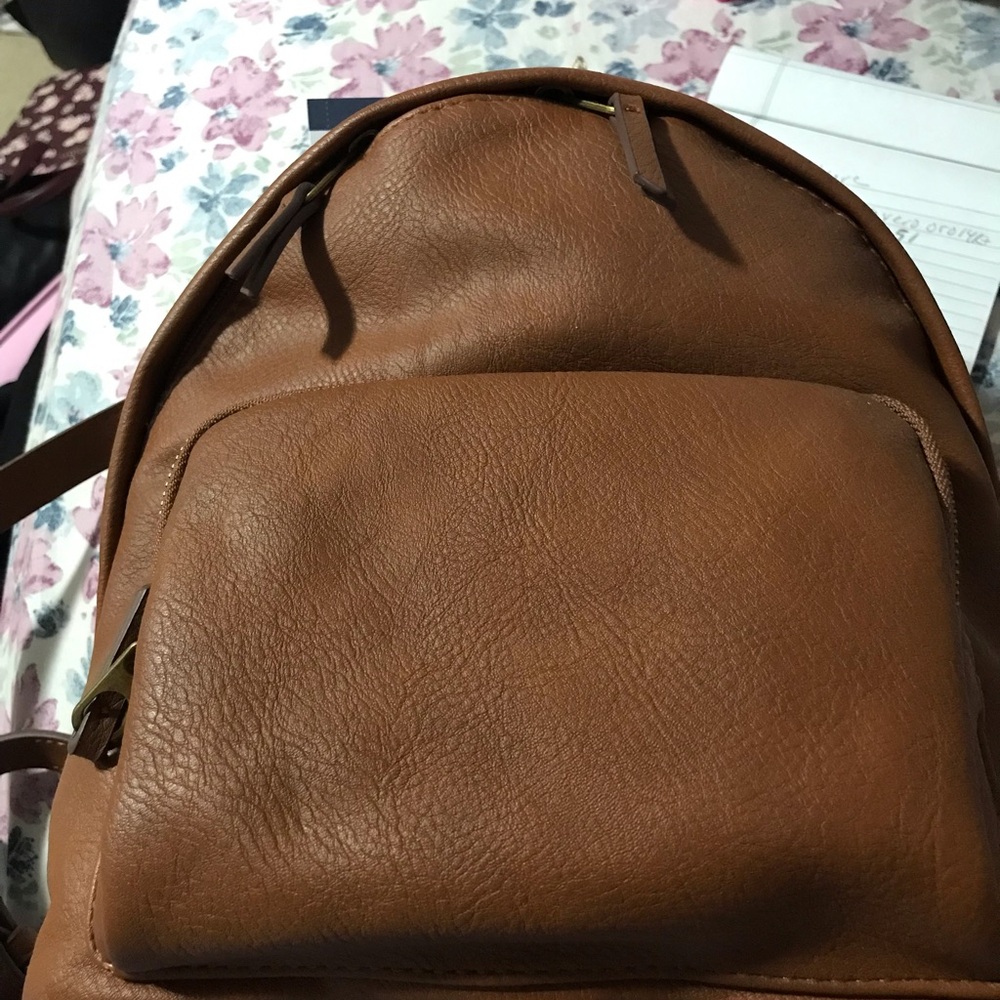 Brown Leather Woman  Backpack